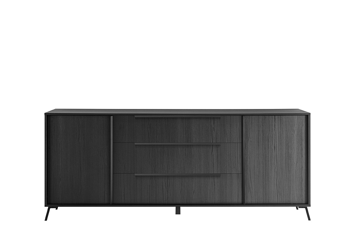 Madia moderna 2 ante 3 cassetti in finitura Nero Frassinato