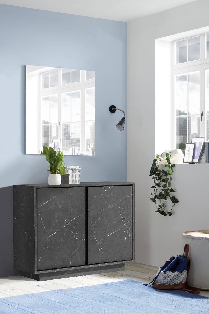 Madia 2 ante in finitura effetto Marmo Nero di Carrara in offerta 