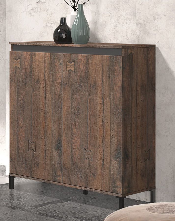 Credenza stile industry a 2 ante finitura Legno vecchio 