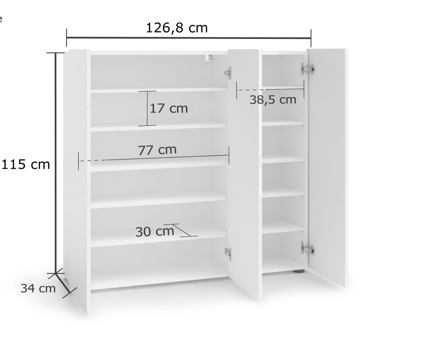 Offerta Madia multiuso a 3 ante finitura Bianco laccato lucido