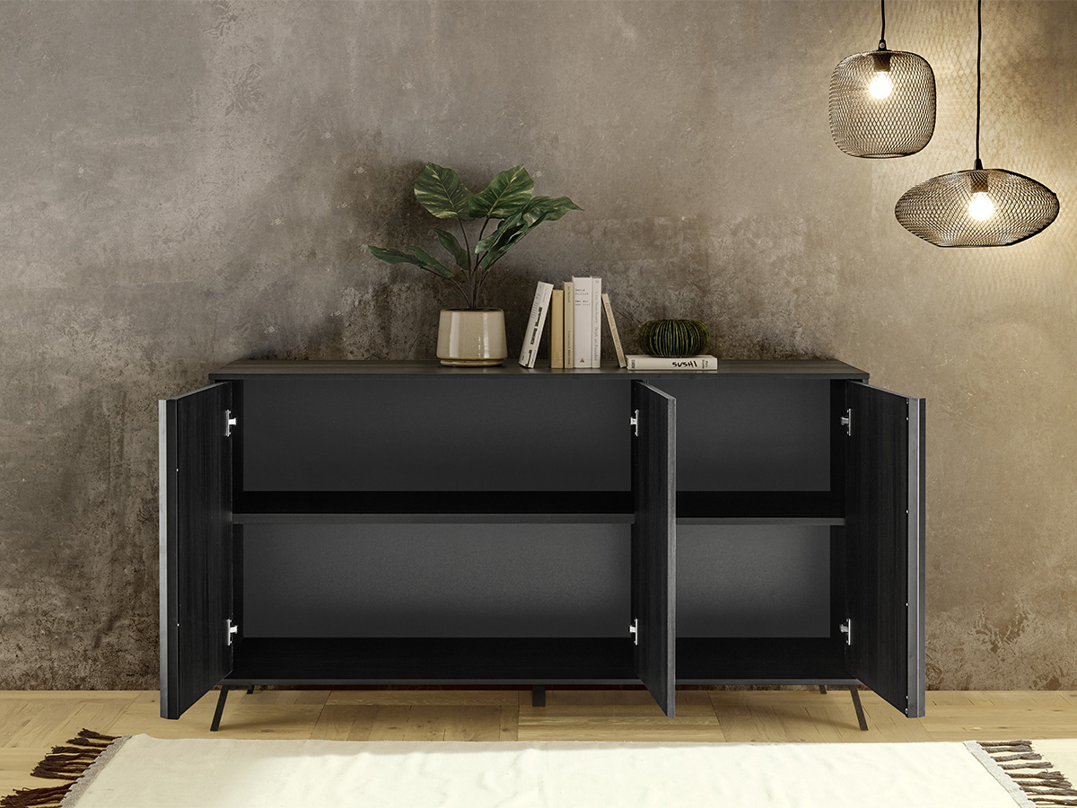 Madia moderna 3 ante in finitura Nero Frassinato