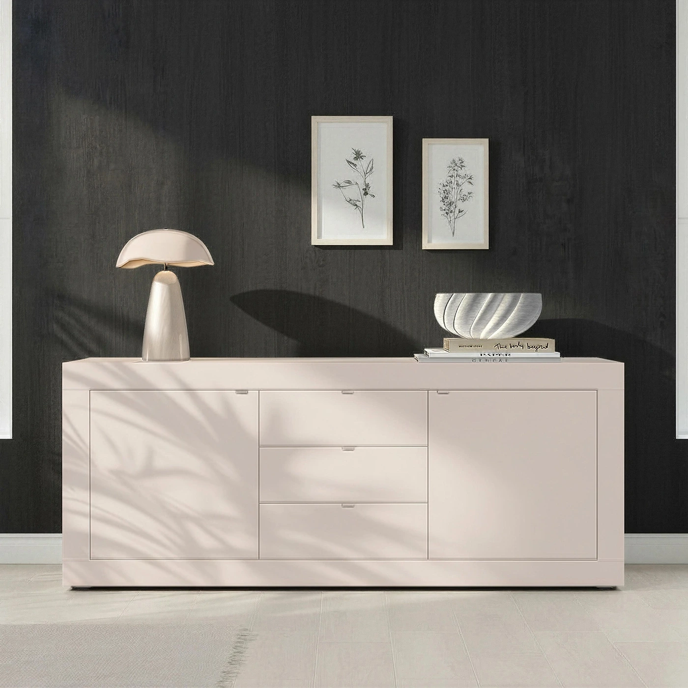 Madia 2 ante e 3 cassetti, L.210 H.86 P.43, Cashmere