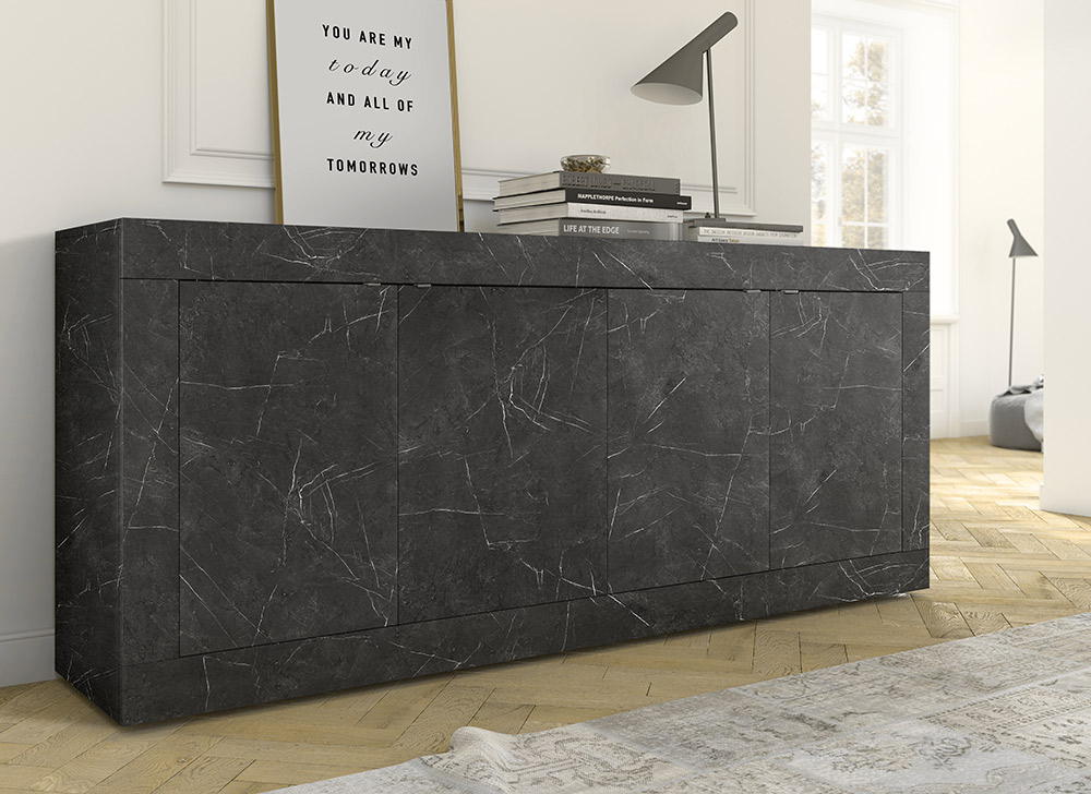 Credenza Moderna Effetto marmo, Madia di Design, 4 ante