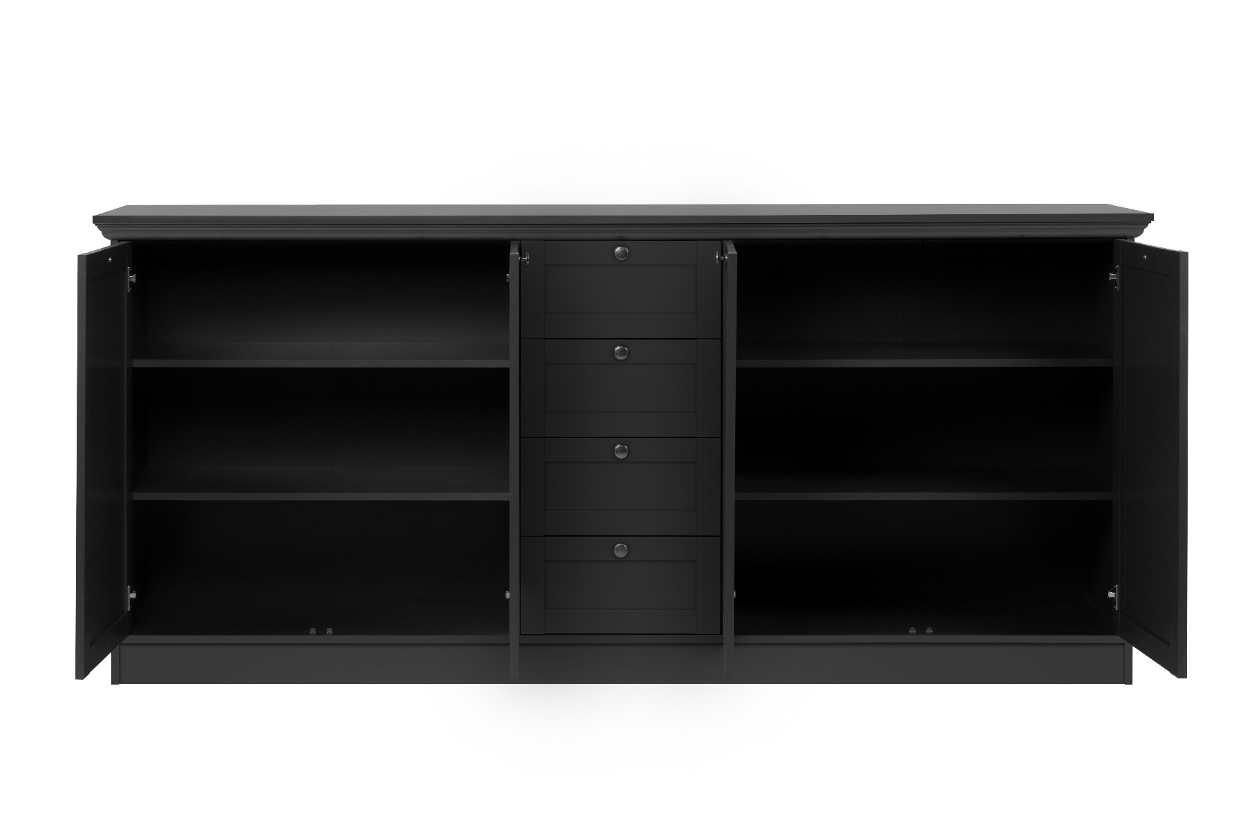 Madia, credenza con 4 ante e 4 cassetti finitura Grigio antracite