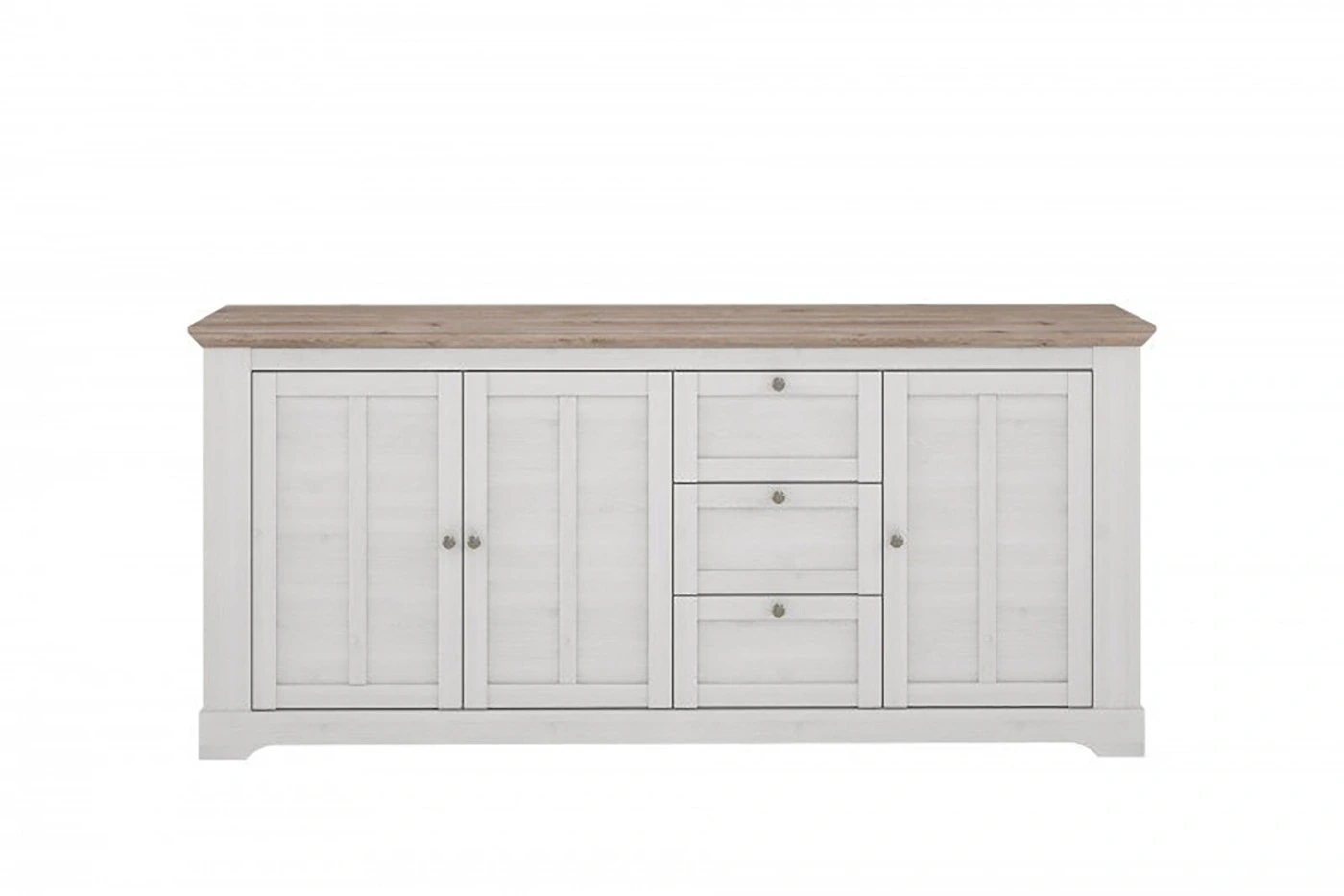 Madia 3 ante e 3 cassetti, L.205 H.93 P.45, Rovere Neve e Olmo scuro