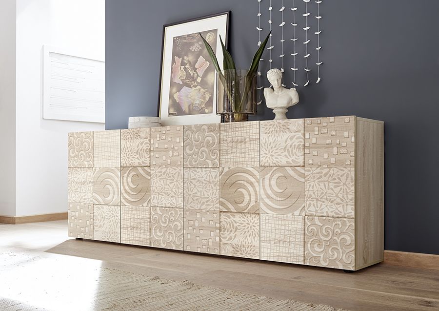 Mobile credenza 4 ante in rovere serigrafato