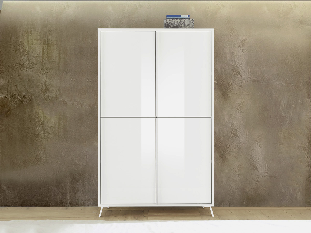 Madia alta per cucina 4 ante in finitura Bianco Lucido