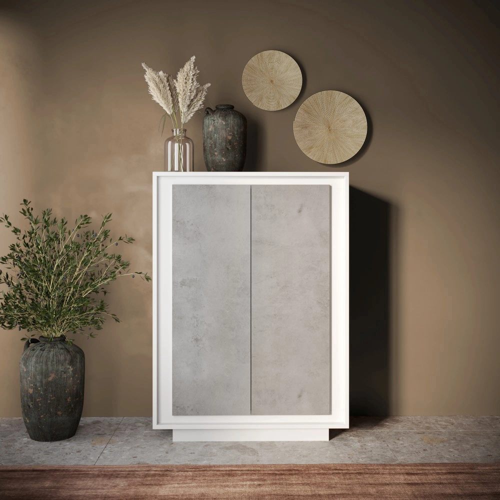 madia moderna alta bianca e beton