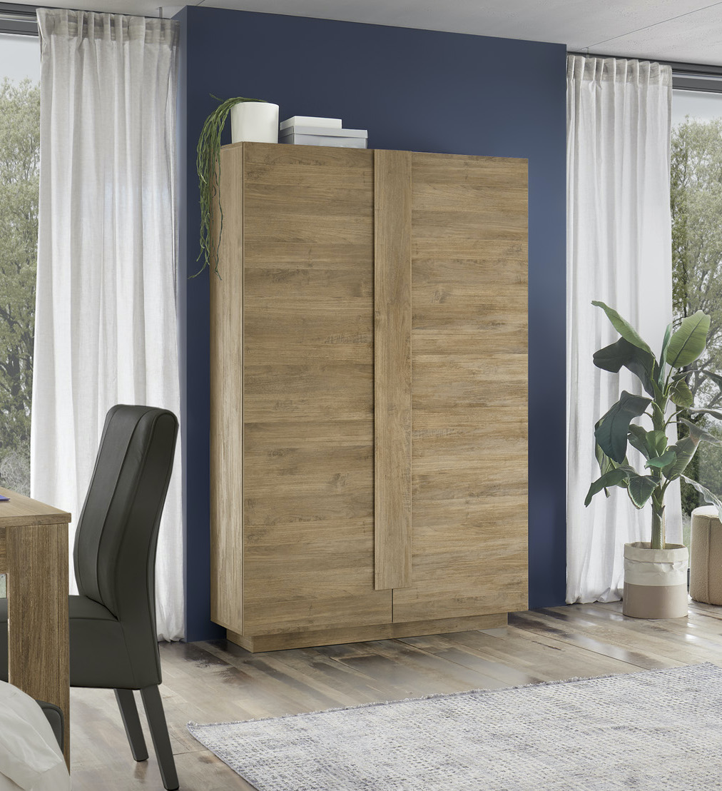 Offerta soggiorno moderno con tavolo, credenza e colonna in finitura Mercure