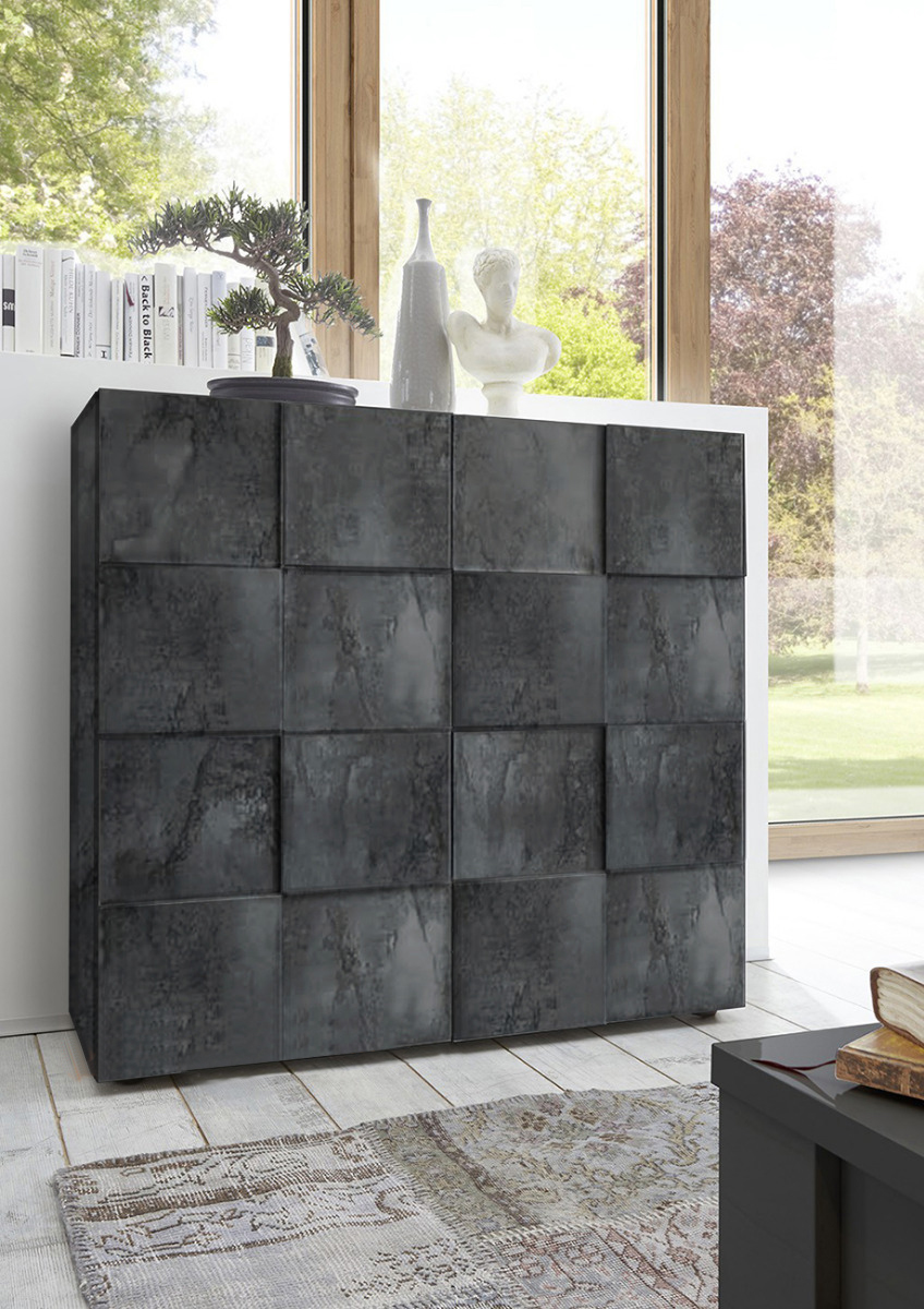 Credenza Moderna, Madia di Design, 2 ante Alta, finitura Ossido