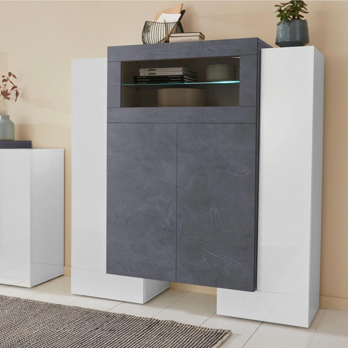 madia moderna alta grigia