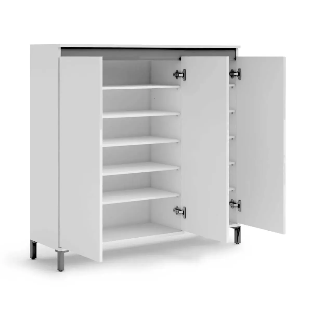 Economica Madia alta 3 ante colore Bianco Lucido, Made in italy