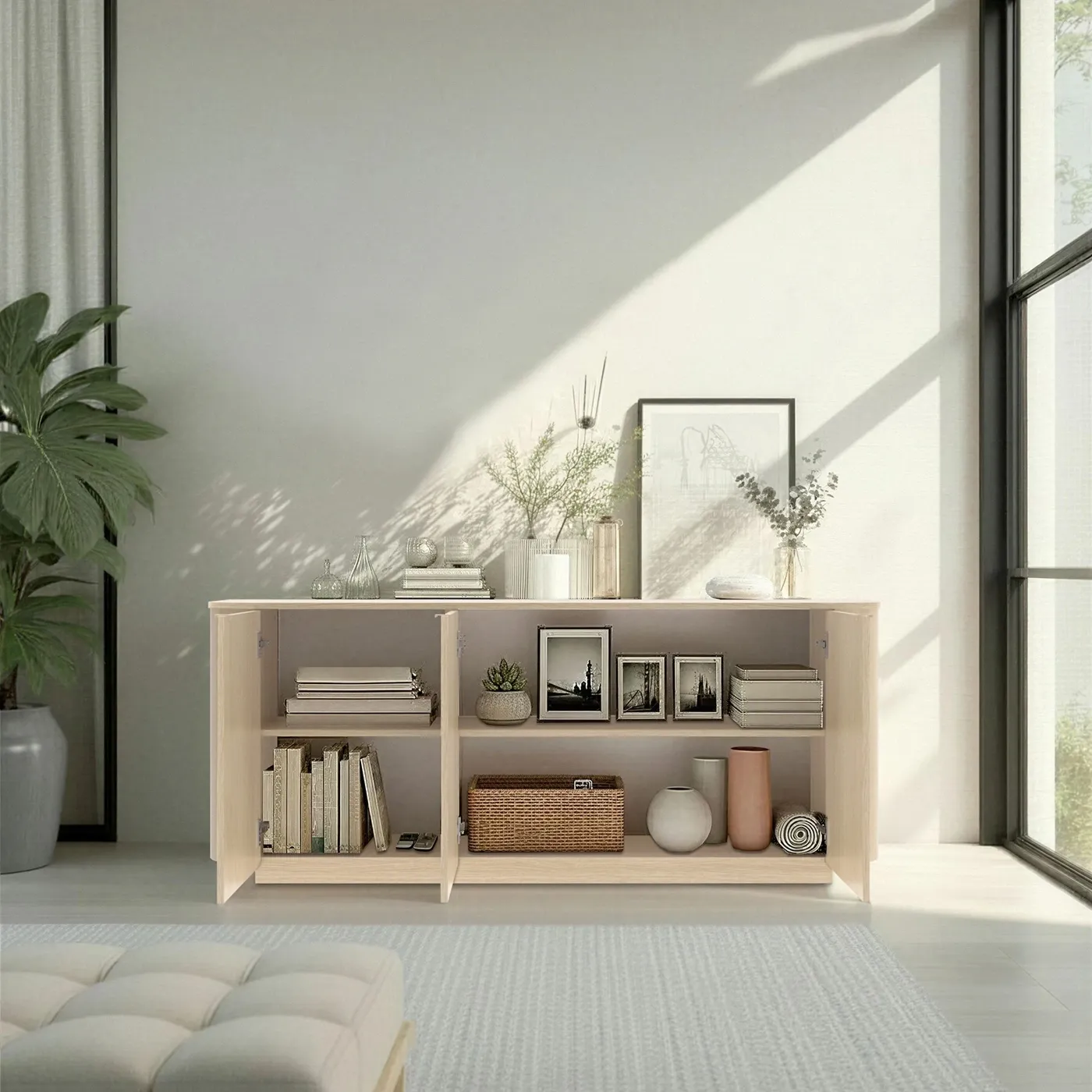 Soggiorno moderno Rovere Lindberg, 2 madie