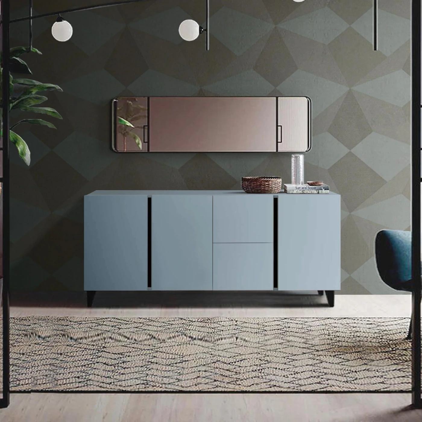 Madia Carta da zucchero, 3 ante 2 cassetti