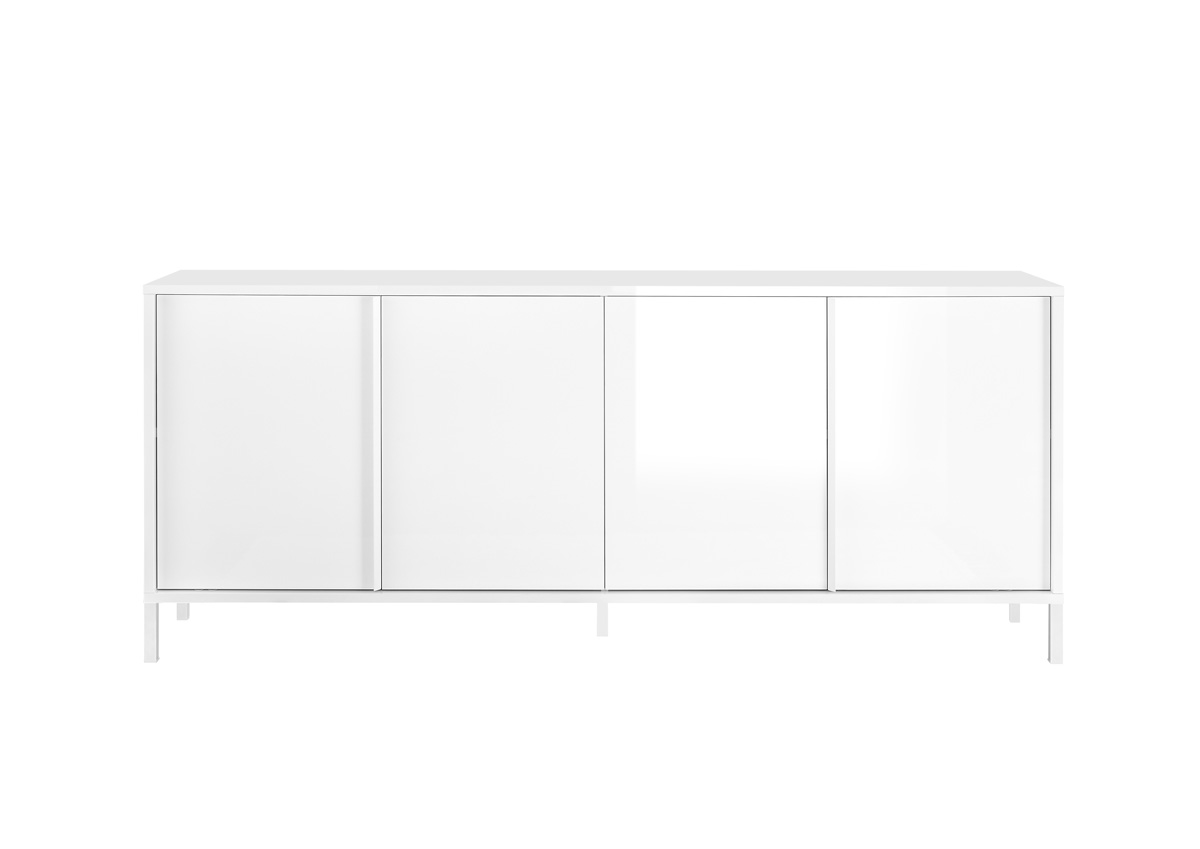 Madia 4 ante, stile moderno, finitura bianco lucido