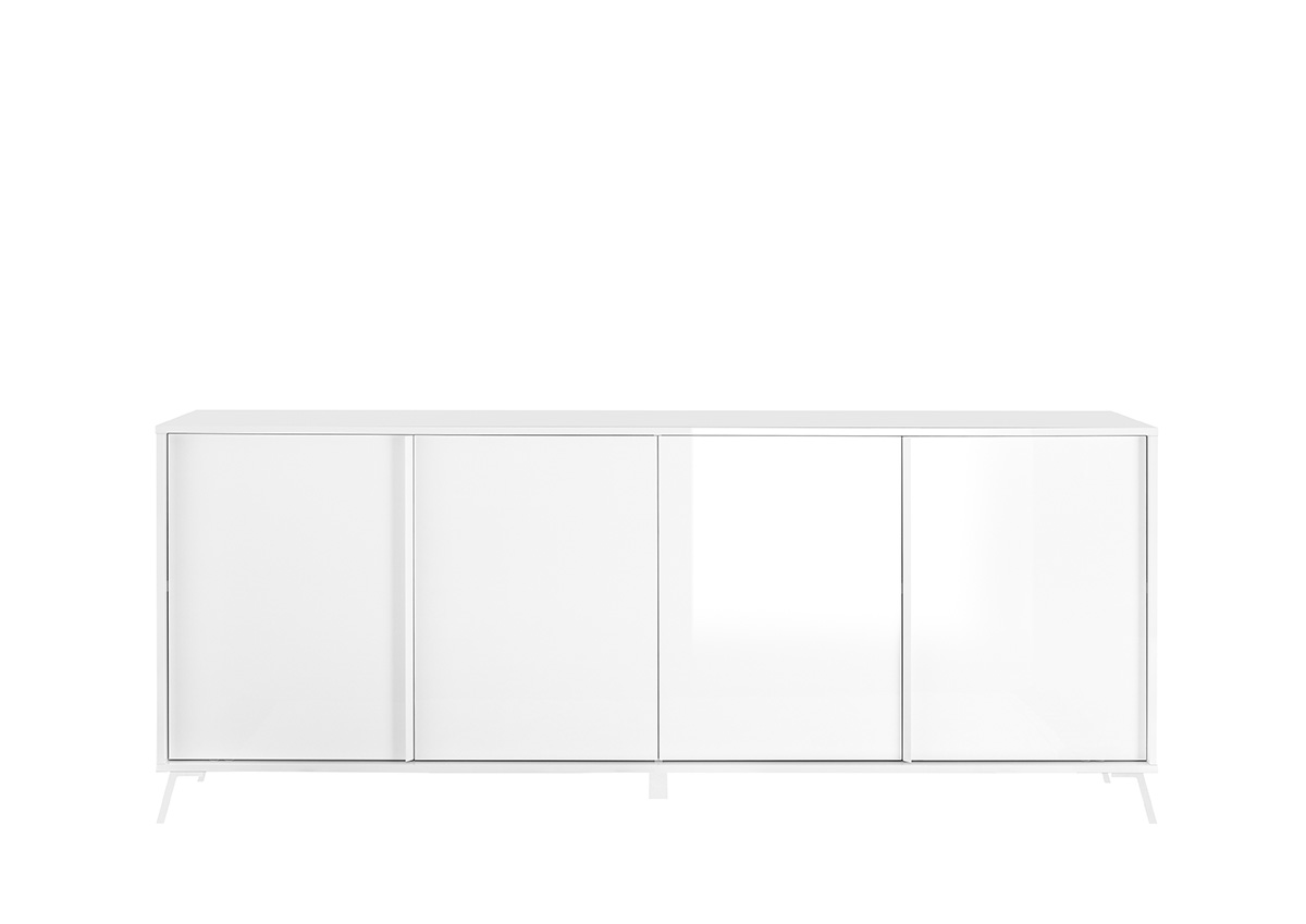 Madia moderna 4 ante in finitura Bianco Lucido