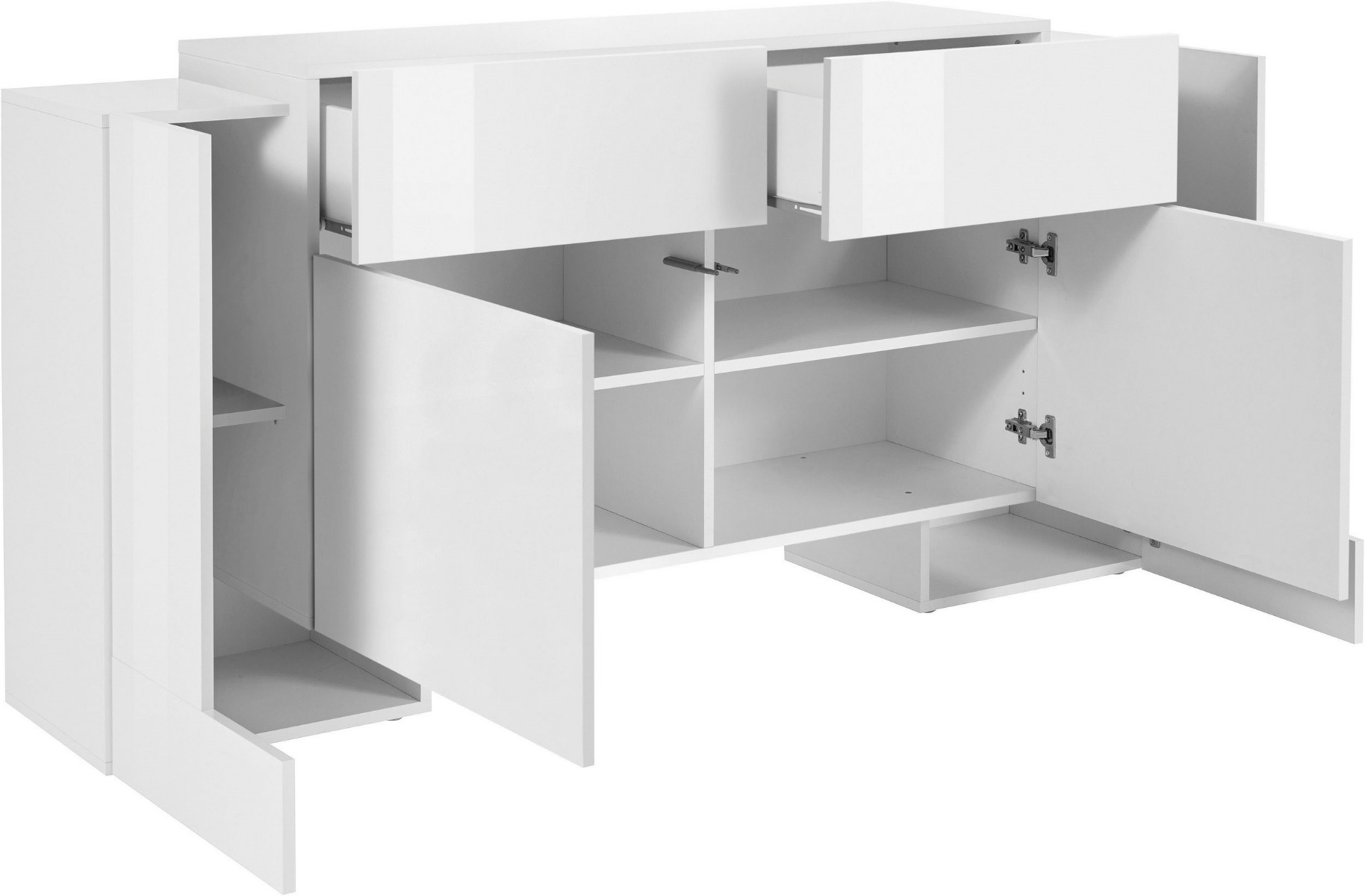 Madia bianco laccato lucido, 2 ante 2 cassetti