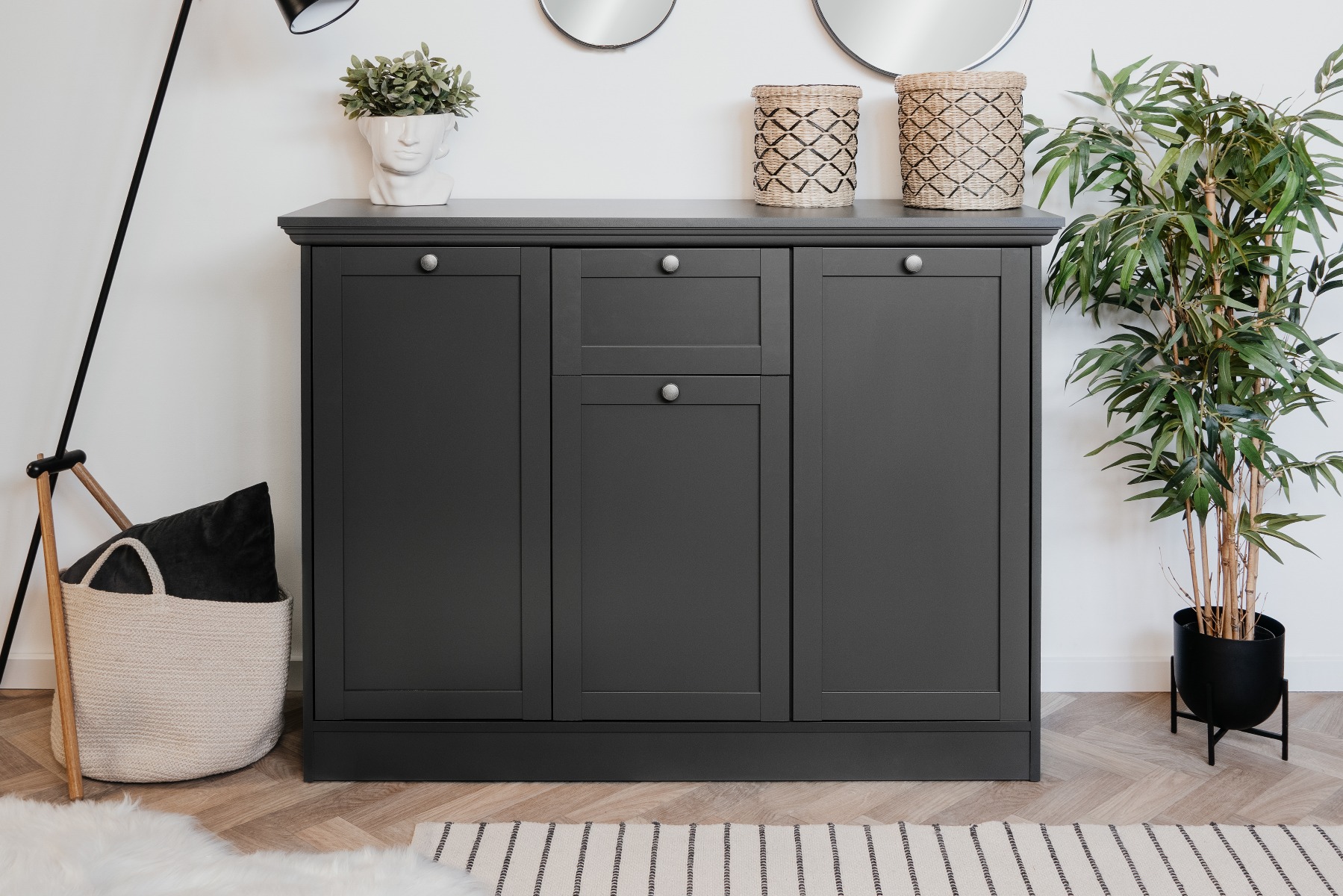 Credenza  3 ante 1 cassetto in finitura Grigio antracite