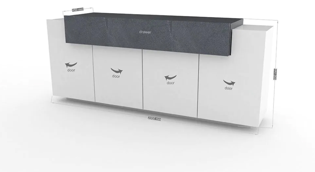 madia moderna bianca con cassetto rovere