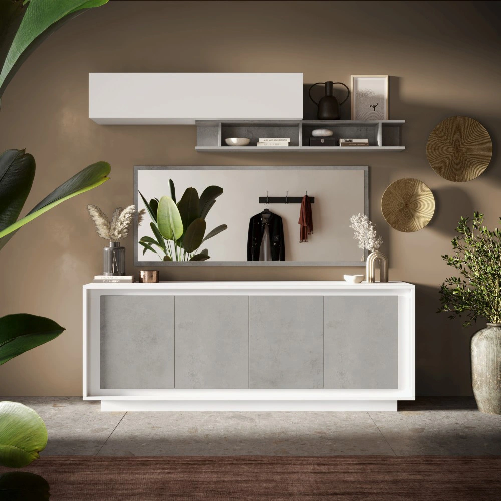 madia moderna con 4 ante grigie