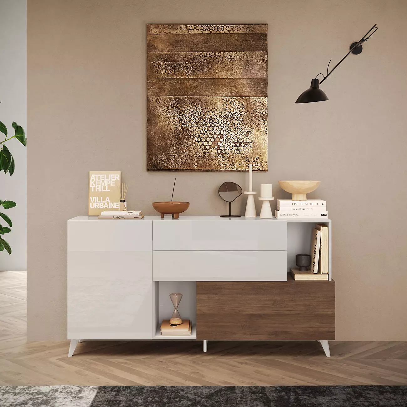 credenza con piedini bianca piccola
