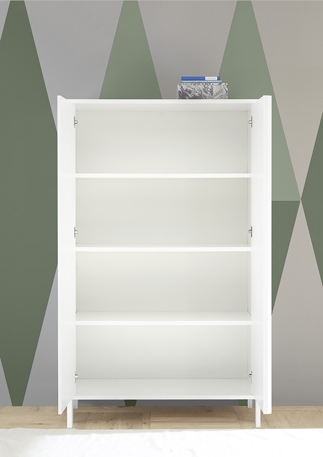 Sala da pranzo, bianca lucida, completa di 2 madie e tavolo