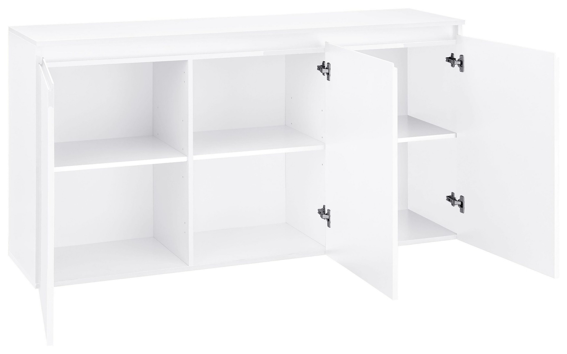 Madia bianca laccato lucido 3 ante, maniglie a gola