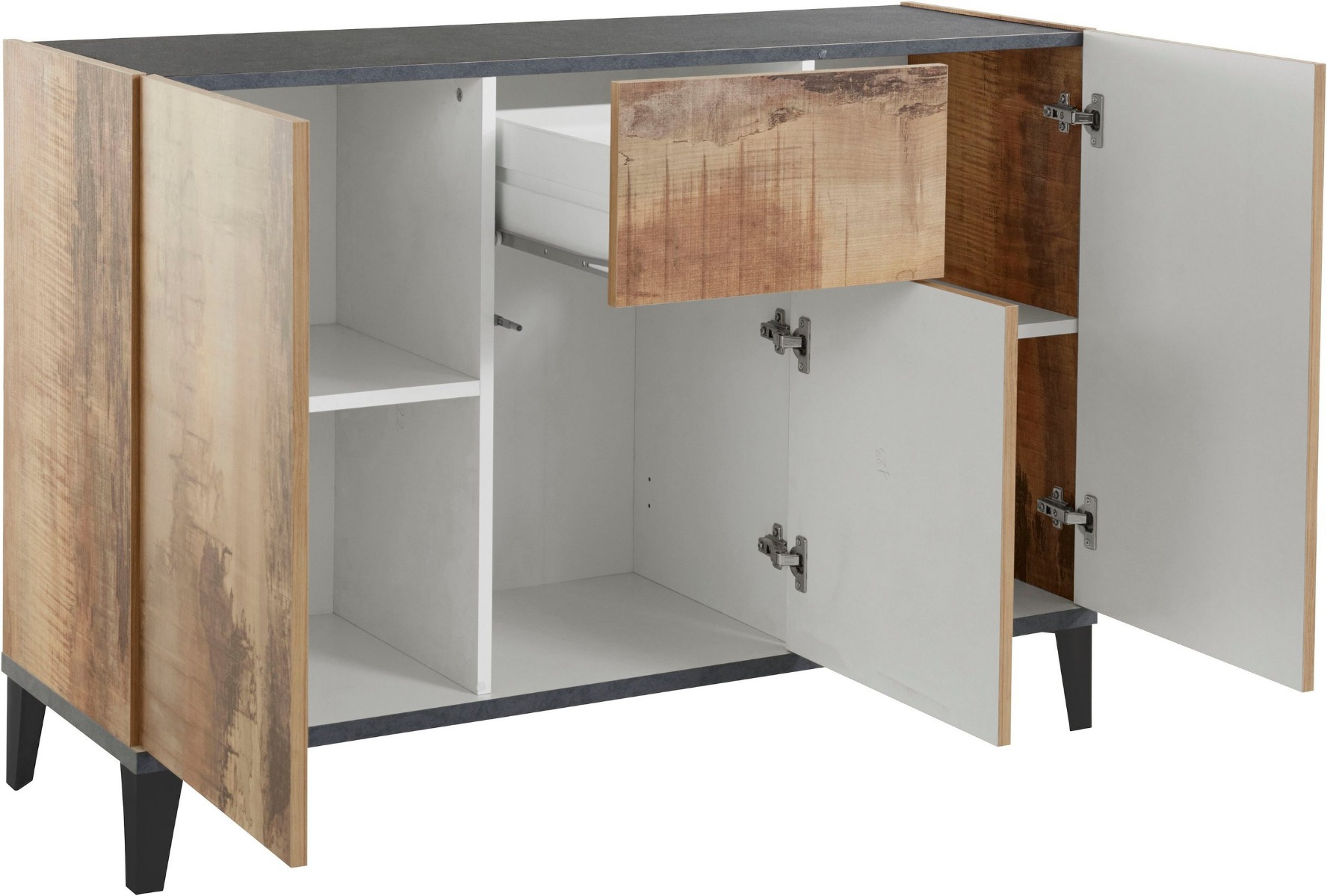 Madie moderne economiche, Madia moderna Pero e Ardesia, 3 ante 1 cassetto