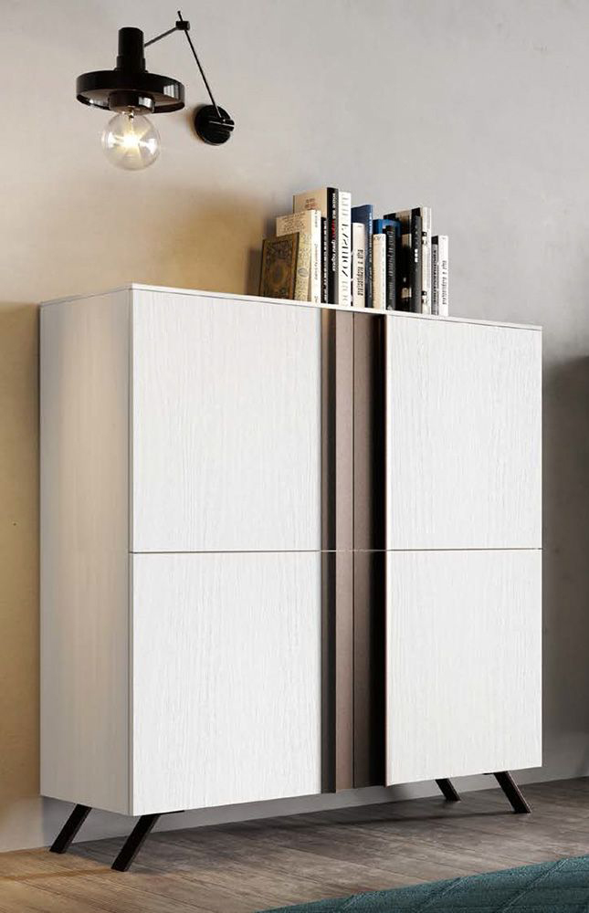 Madia alta Crater di qualità con 4 ante in finitura Noce bianco e Brunito