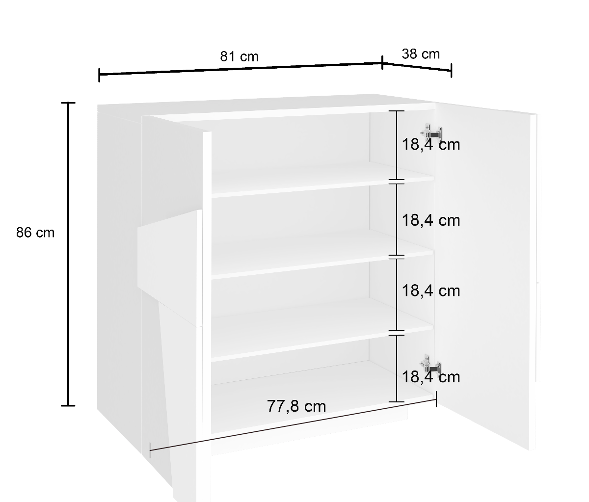 Scarpiera a 2 ante con disegni geometrici in finitura Bianco lucido