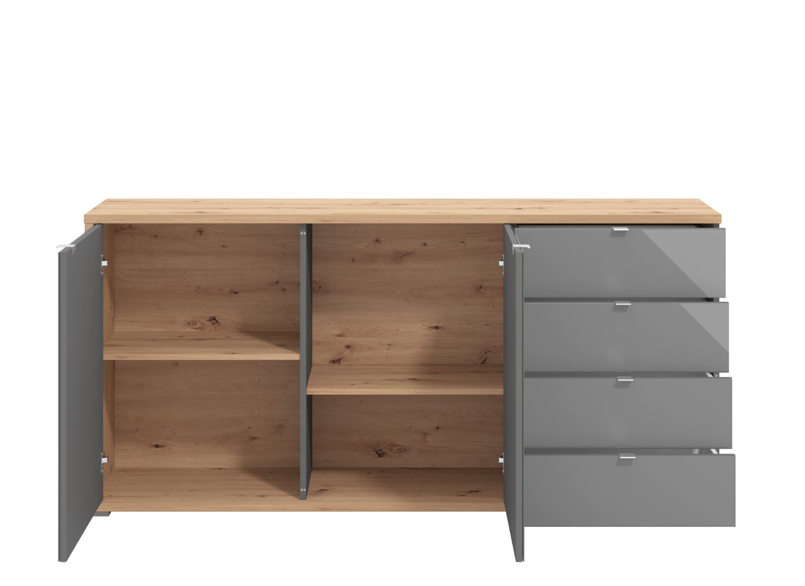 Madia per zona giorno moderna, finitura Grigio grafite e Rovere