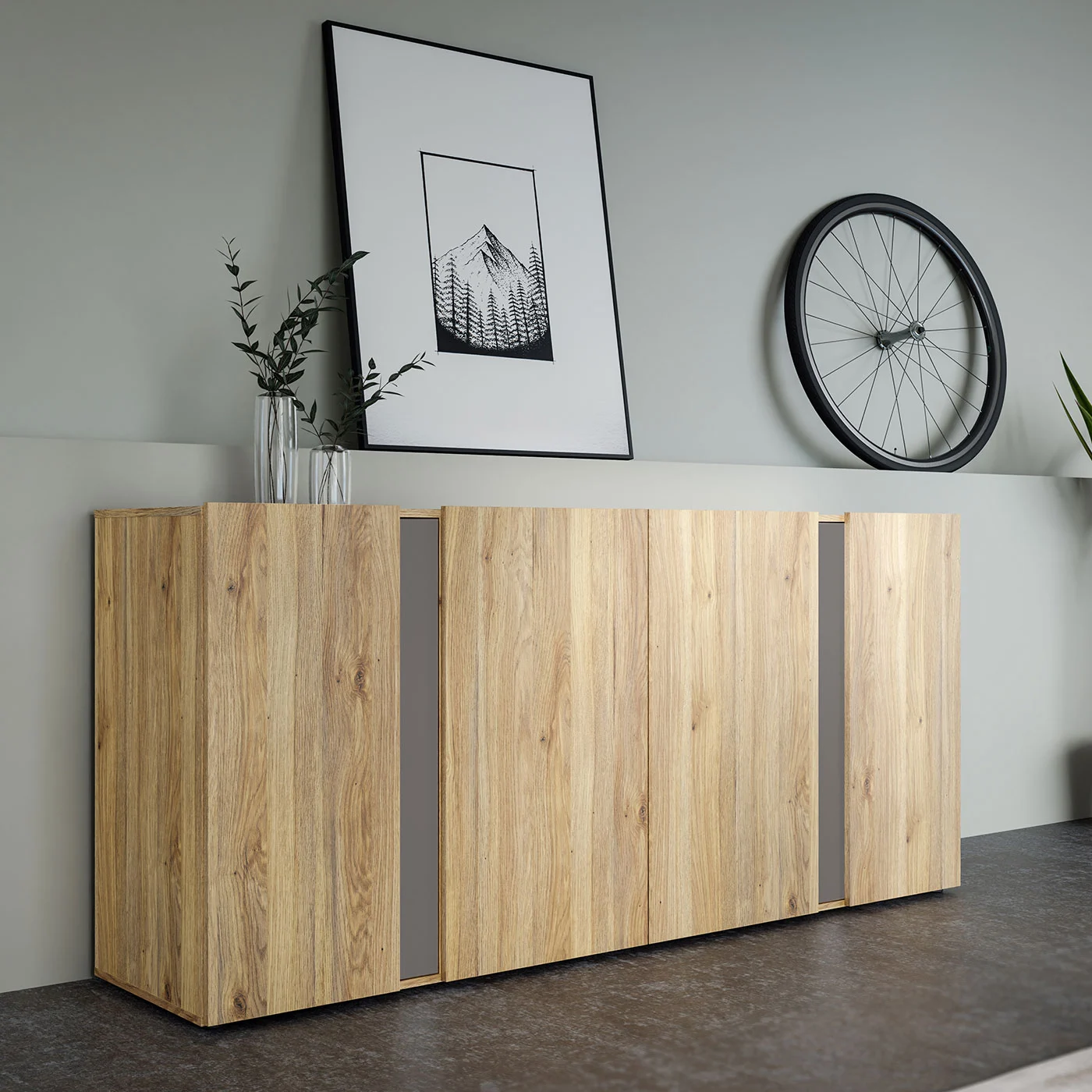 madia 4 ripiani rovere