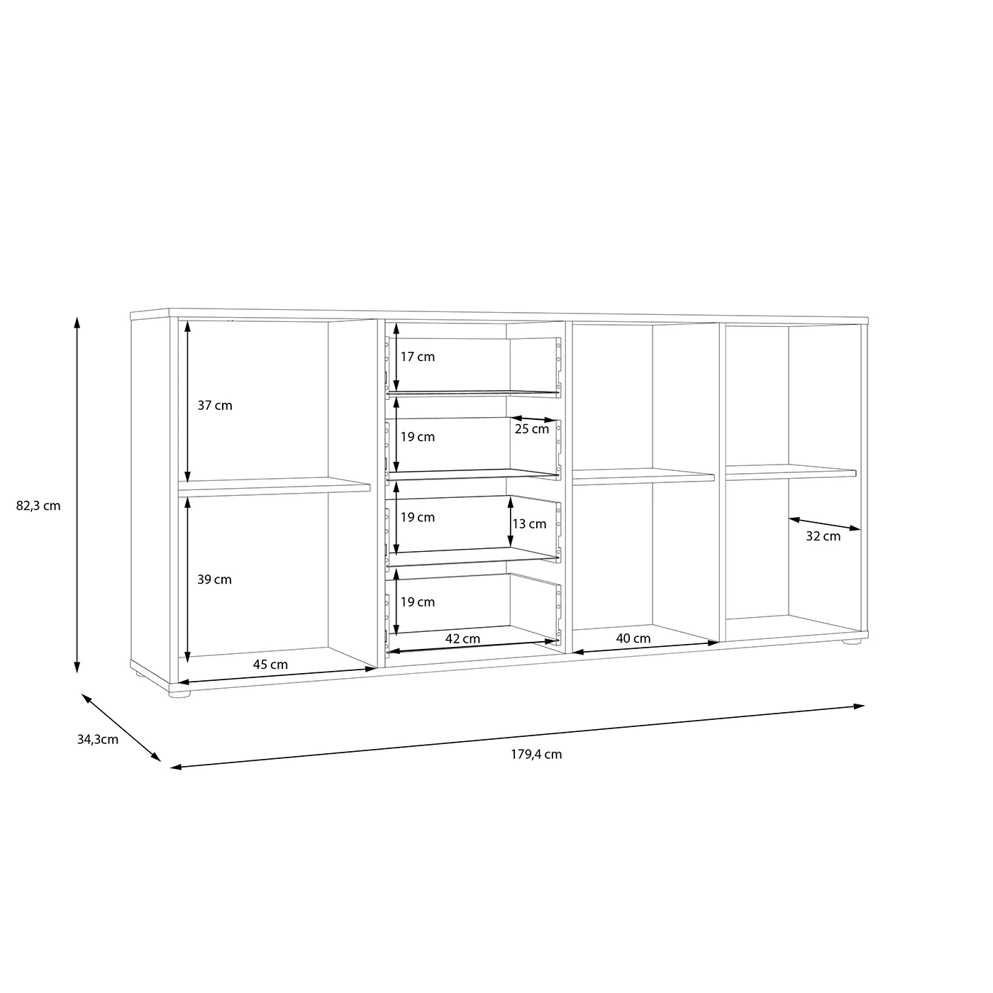 credenza industrial nera