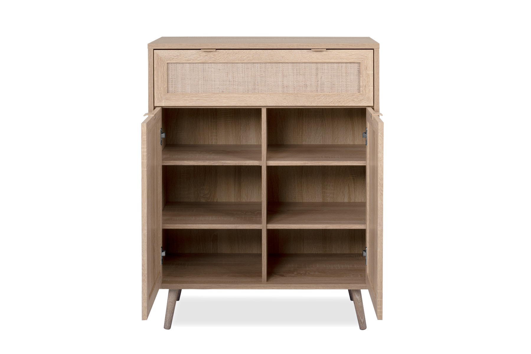 Madia Kara con 2 ante ed un cassetto in finitura Quercia e Rafia