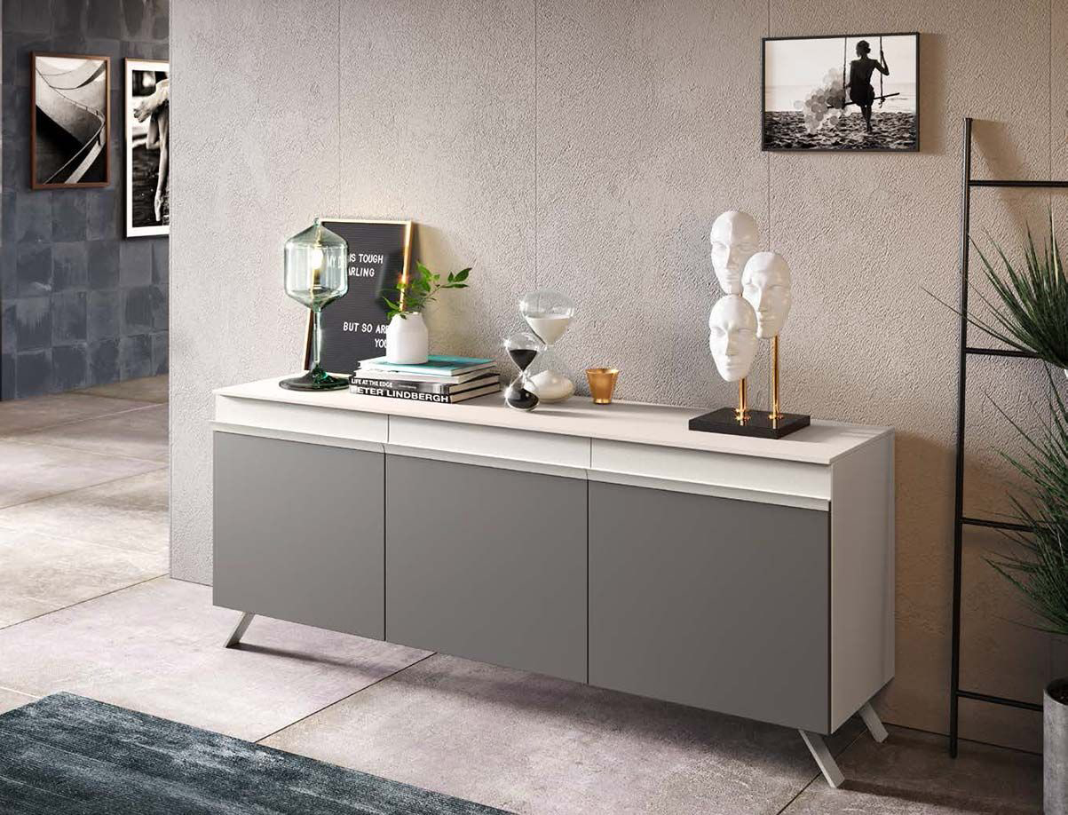 Madia Garda di alta qualità con 3 ante in finitura Cachemire e Grigio londra