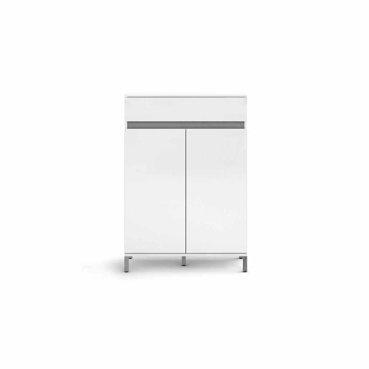 Scarpiera 2 ante e 1 cassetto, Bianco lucido 
