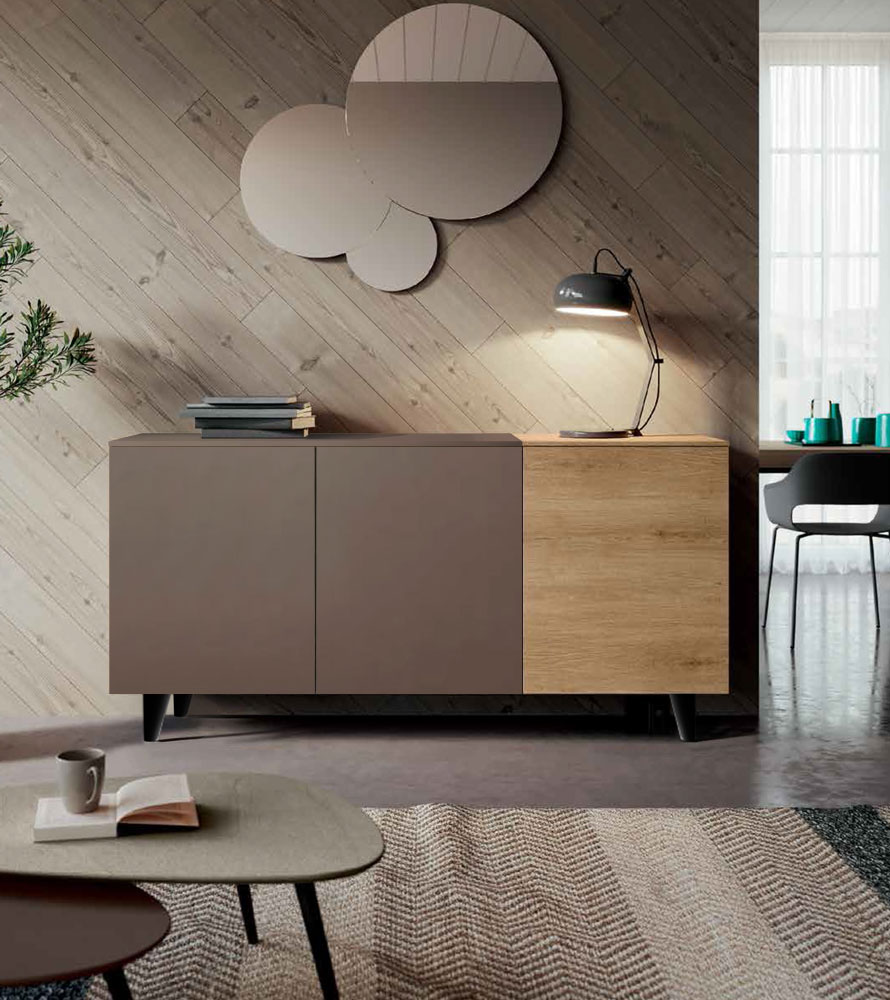 Madia 3 ante, finitura Rovere Chiaro e Bronzo