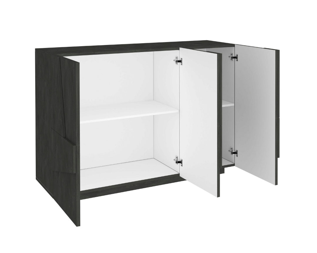 Madia moderna con 3 ante dal disegno geometrico in finitura Ardesia