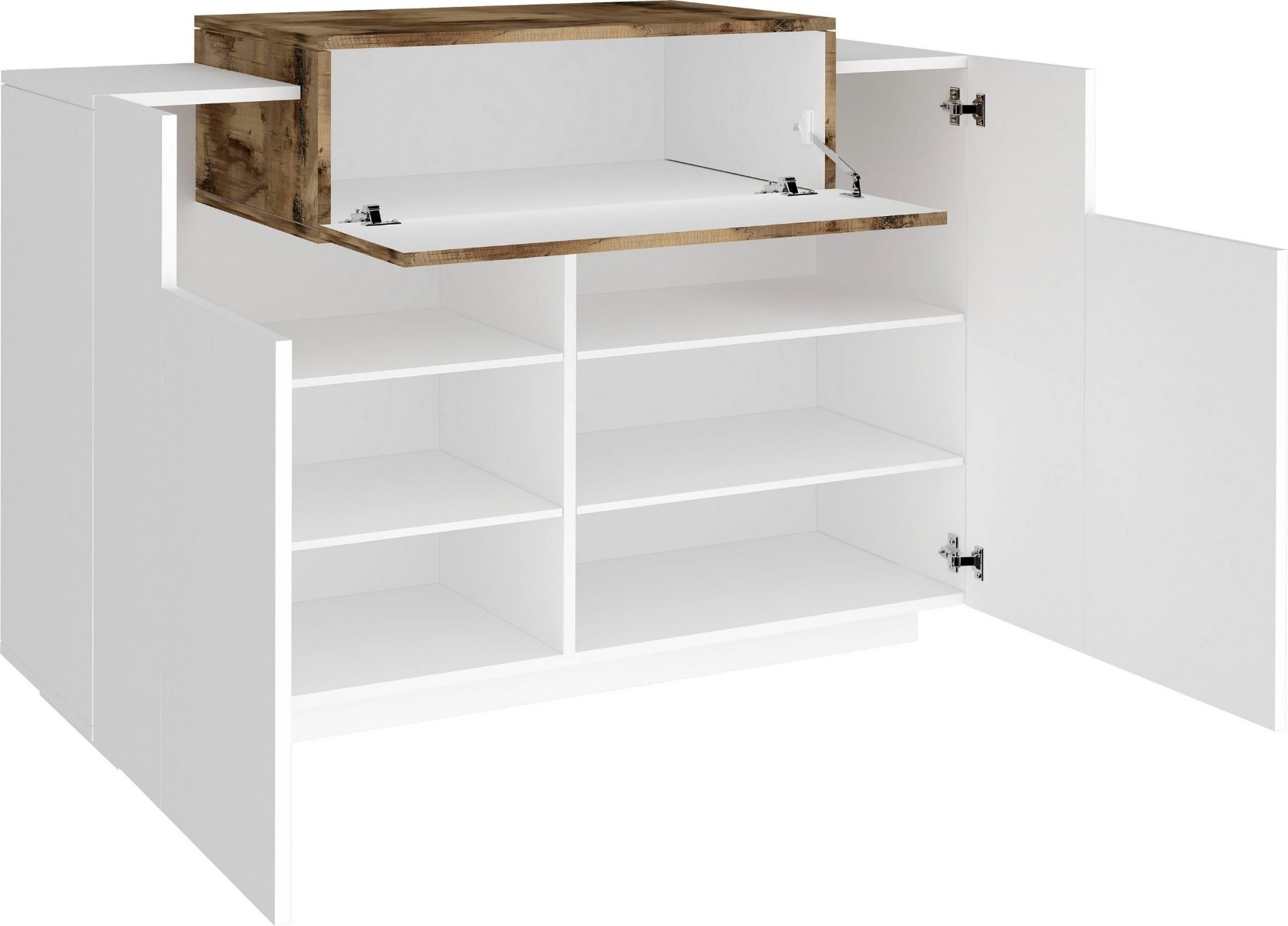 Madia multiuso bianca e pero, 2 ante e una ribalta