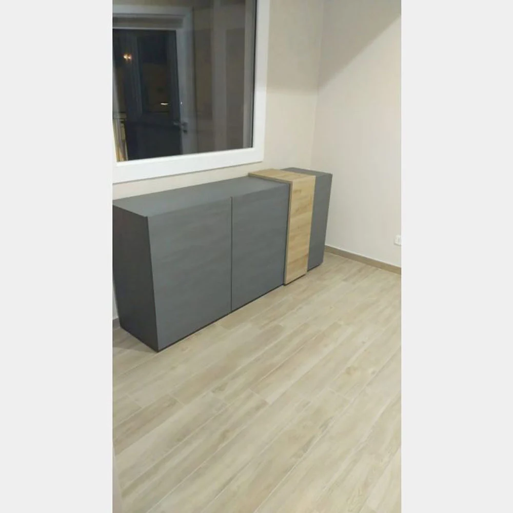 Madia moderna 3 ante in finitura Kadiz e Titanio