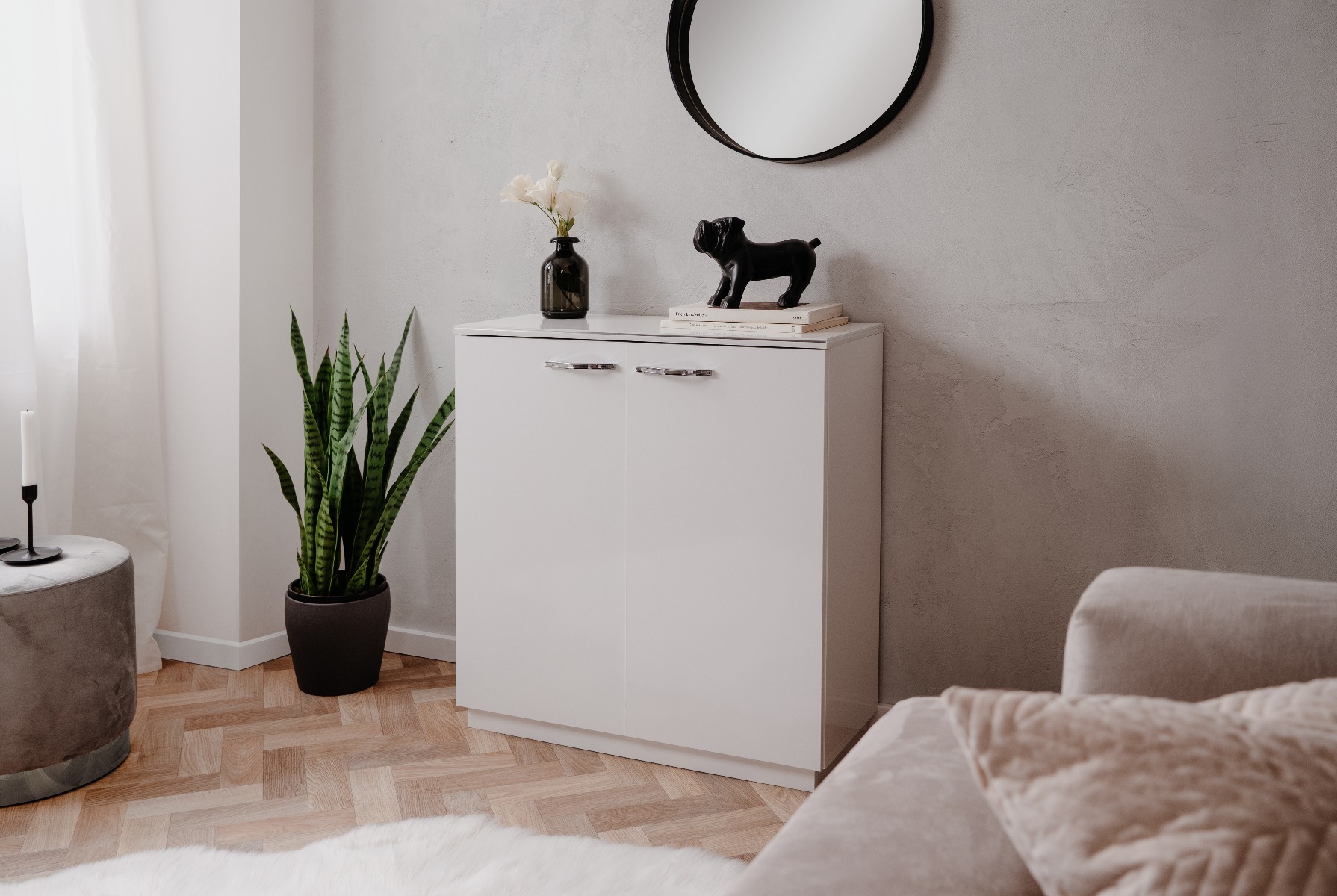 Madia multiuso bianca lucido a 2 ante