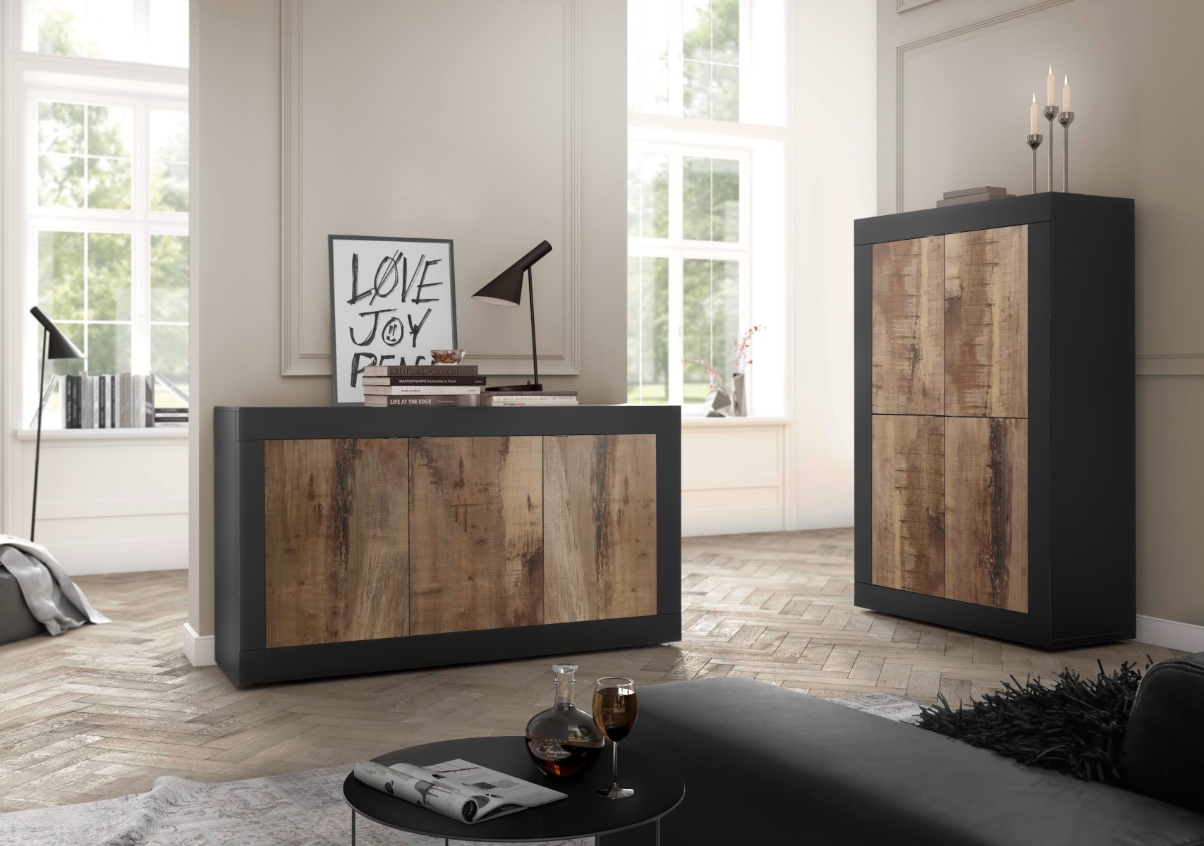 Madia moderna nera e pero, 3 ante