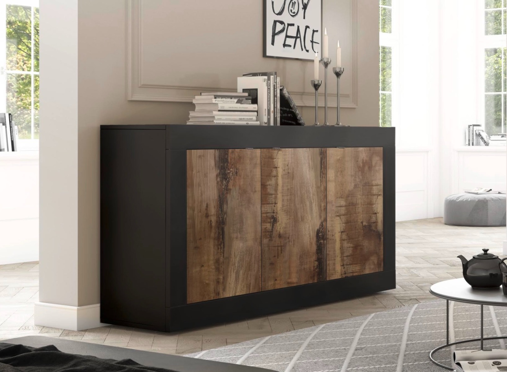 Madia moderna nera e pero, 3 ante