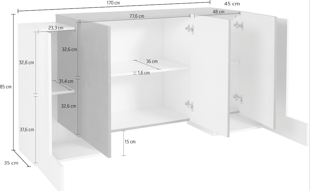 Madia bianca 5 ante con frontali Ardesia