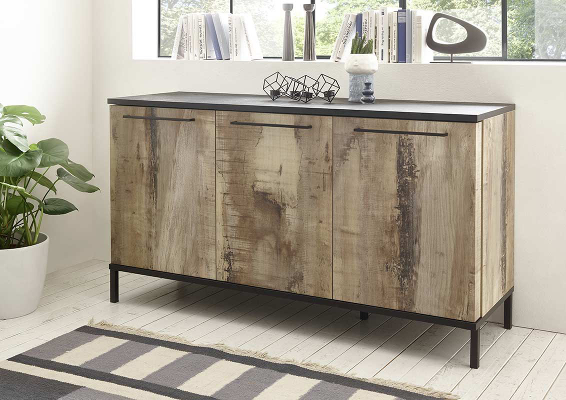 Madia Industry 3 ante finitura Nero bruciato e Pero