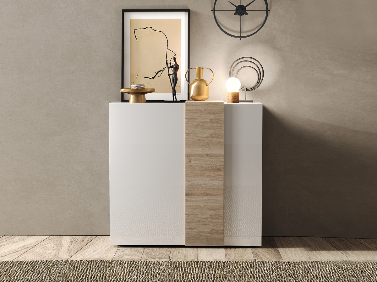 Madia per cucina, 2 ante Bianco Lucido e Kadiz