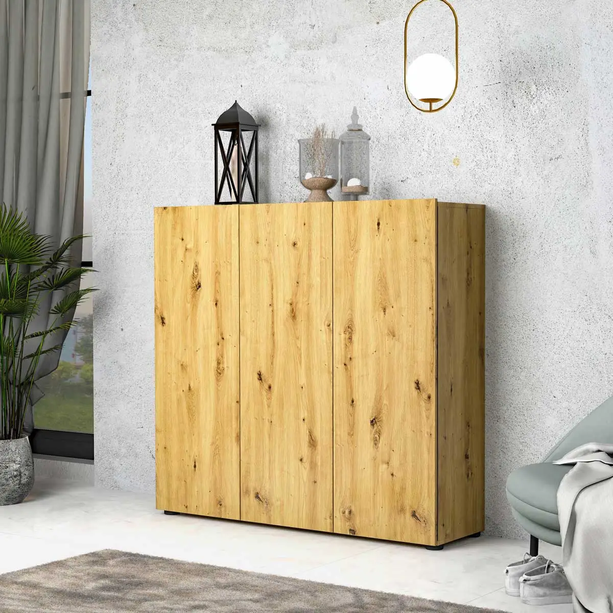 Scarpiera moderna salvaspazio a 3 ante con 10 ripiani