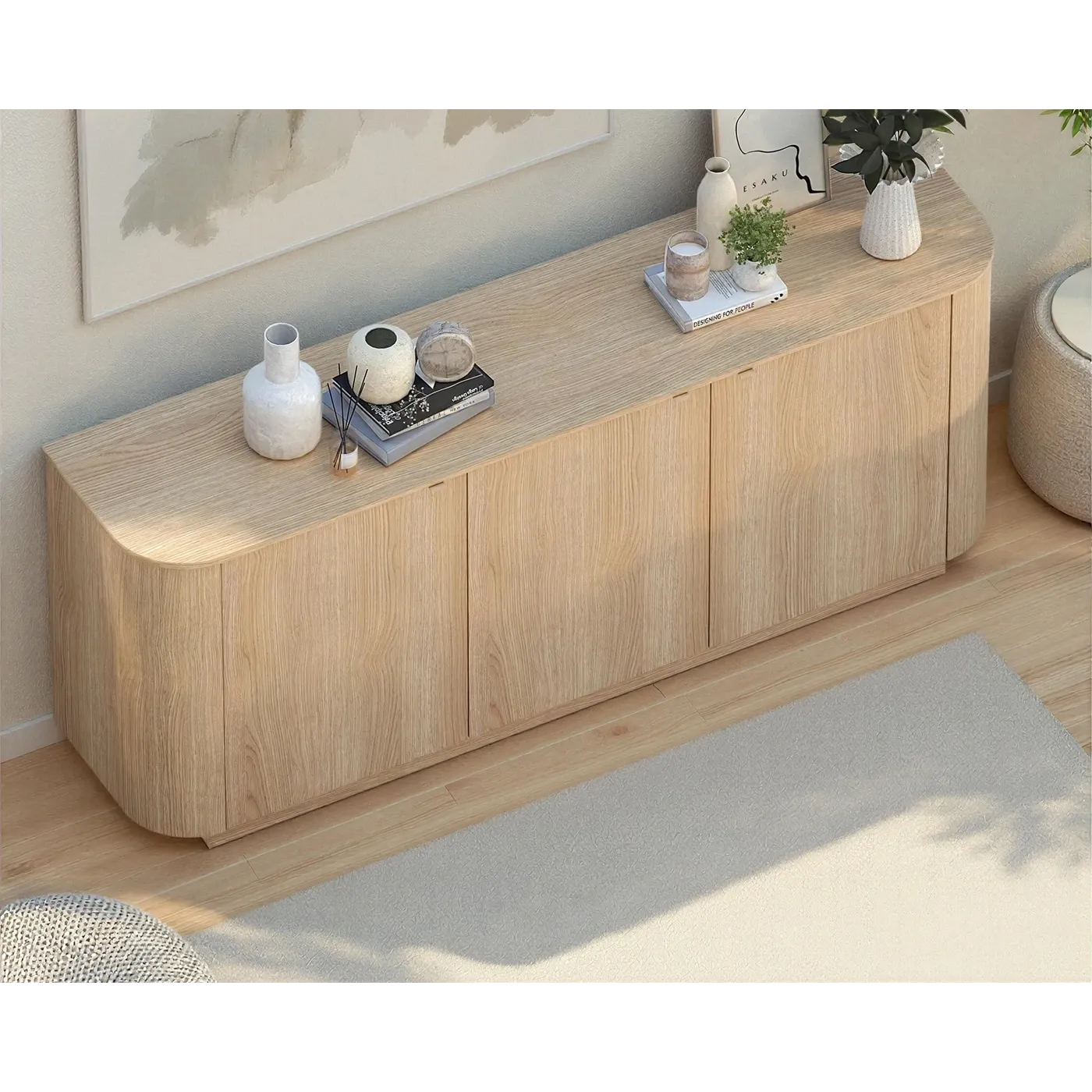 Soggiorno moderno Rovere Lindberg, 2 madie