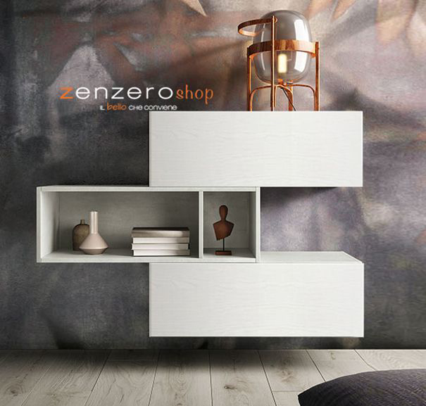 Madia moderna sospesa GJ 504 in finitura Frassinato Bianco