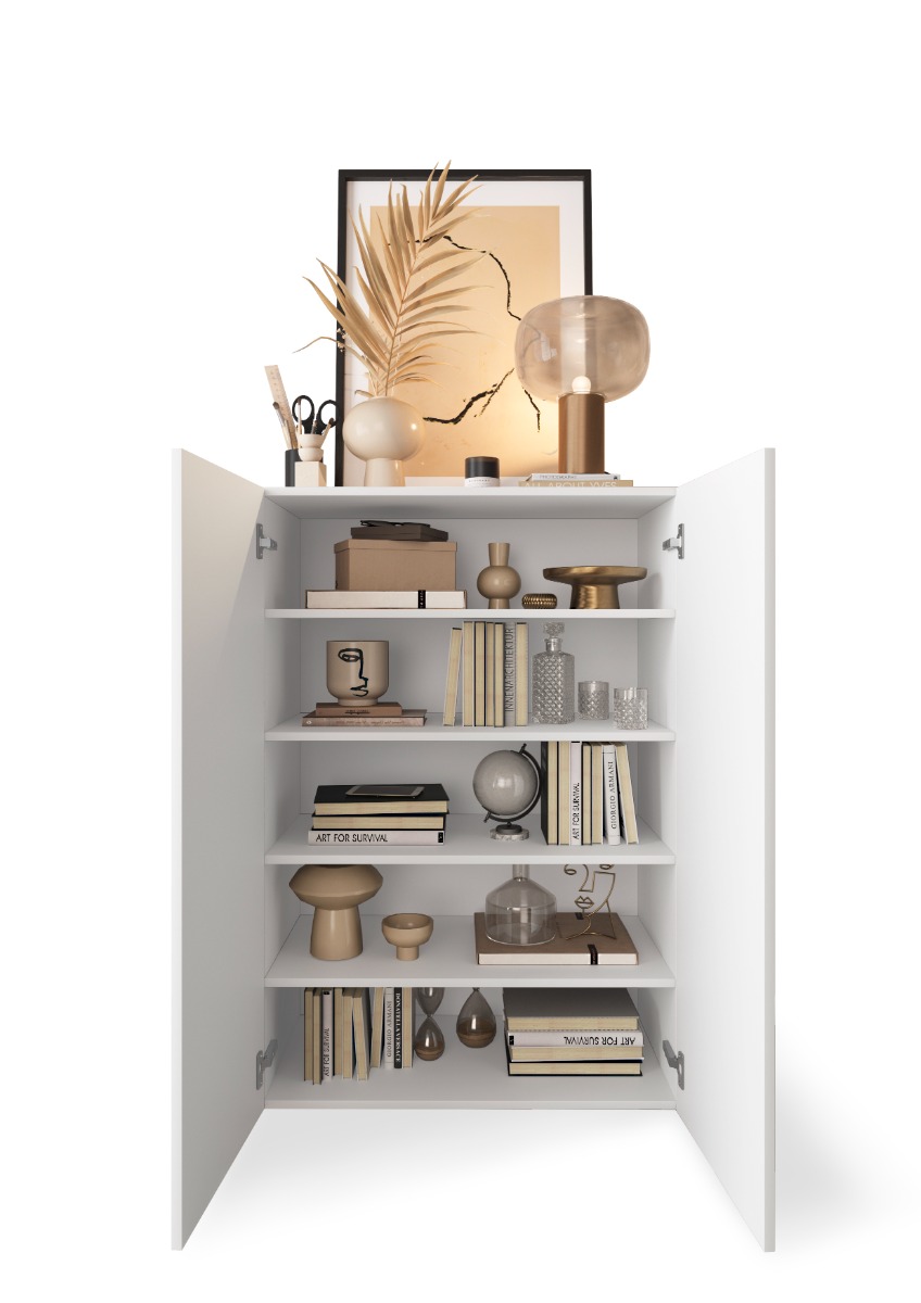 Madia alta con dettagli a specchio finitura Bianco lucido 